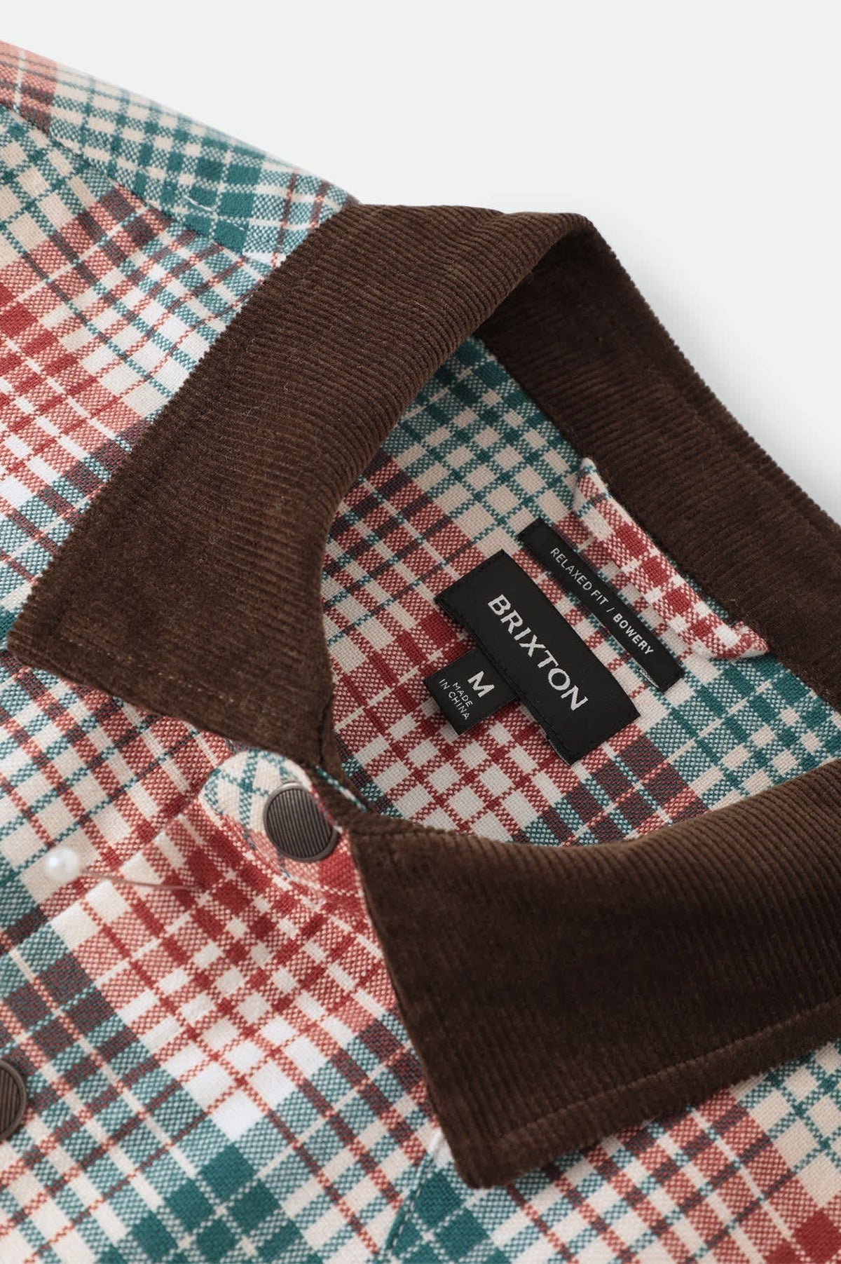 Men's Bowery Builders Ranch Performance Flannel in the color Ultra Marine/Dark Brick - Additional Laydown image