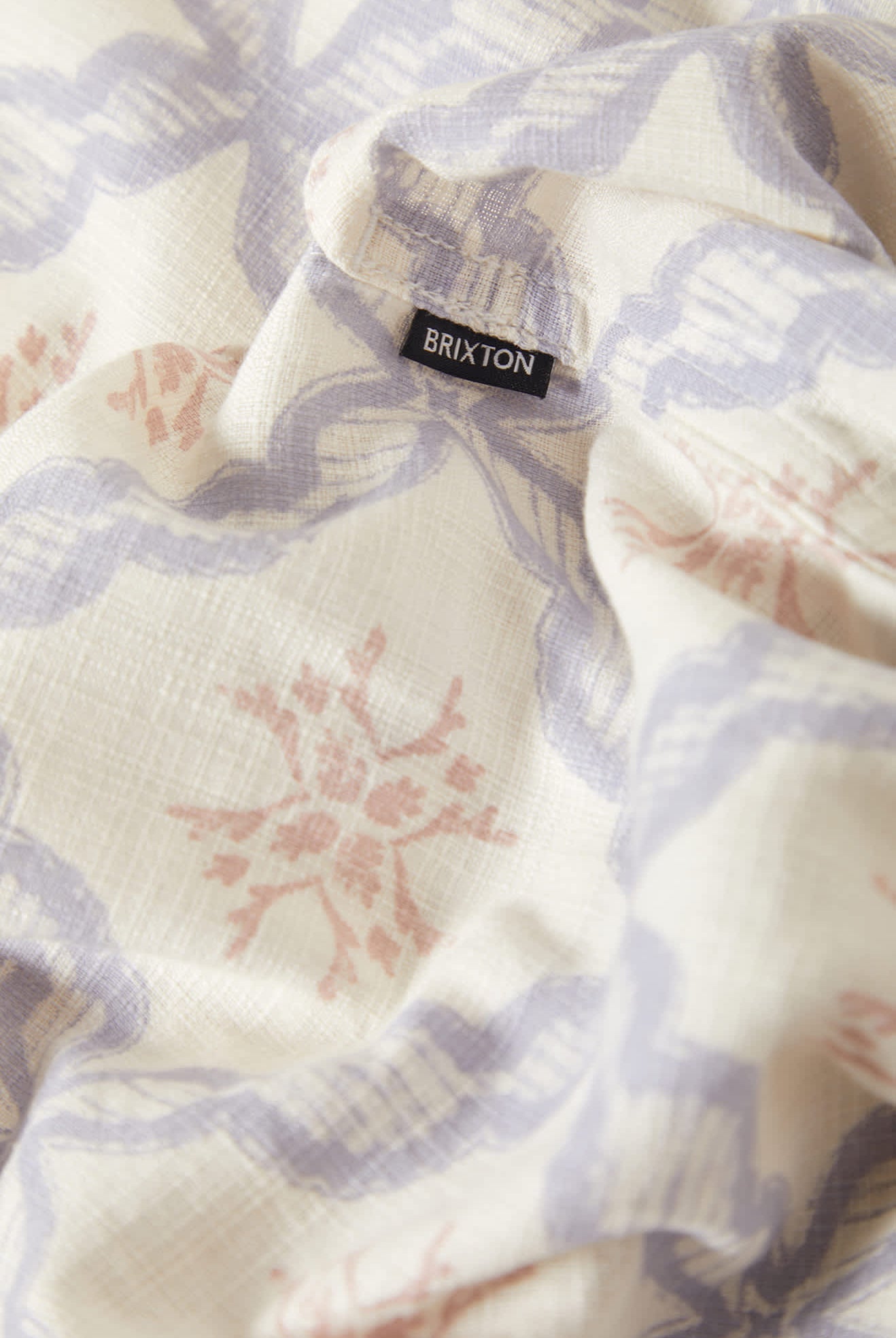 Men's Bunker Slub Short Sleeve Shirt in the color Off White/Blue Tile - Additional Laydown image