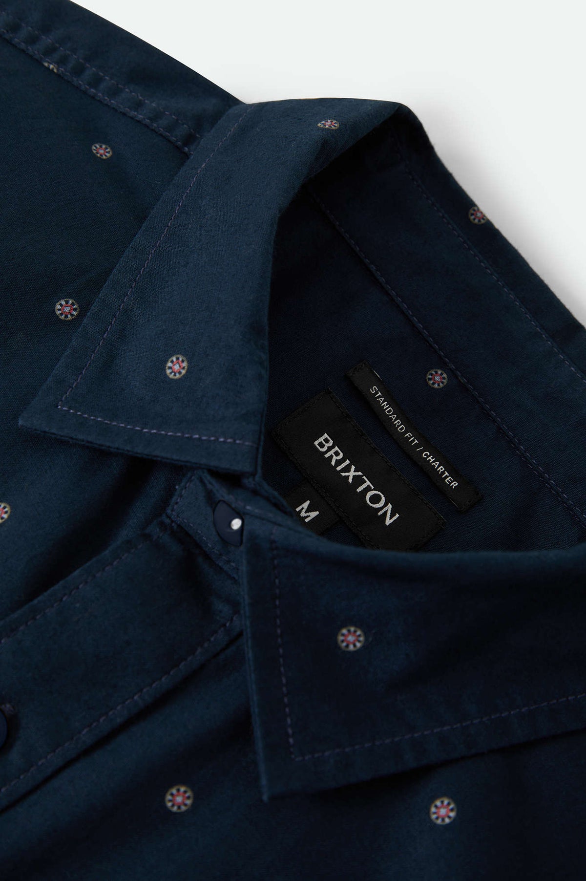 Men's Charter Print Shirt in the color Washed Navy Geo - Additional Laydown image