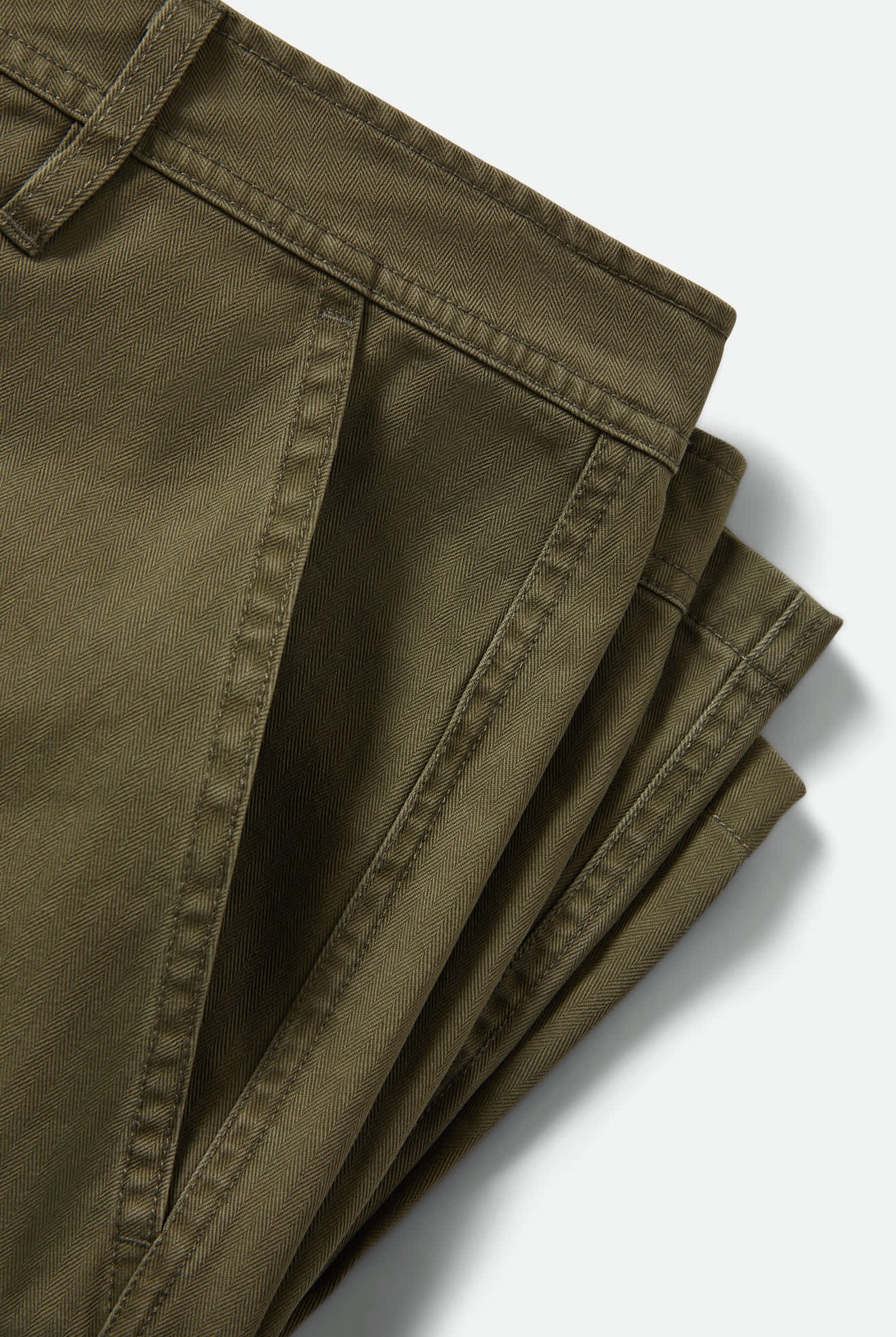 Men's Surplus Vintage Wash Herringbone Short in the color Washed Olive Green - Additional Laydown image