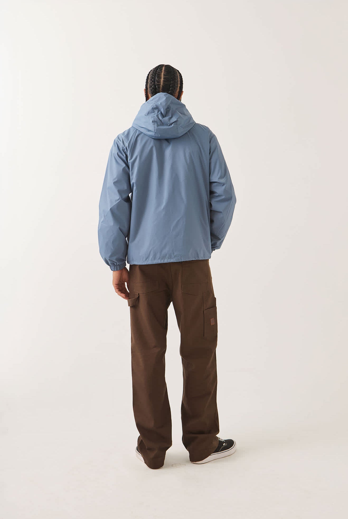Men's Hooded Claxton Lightweight Jacket in the color Slate Blue - Men's Back View