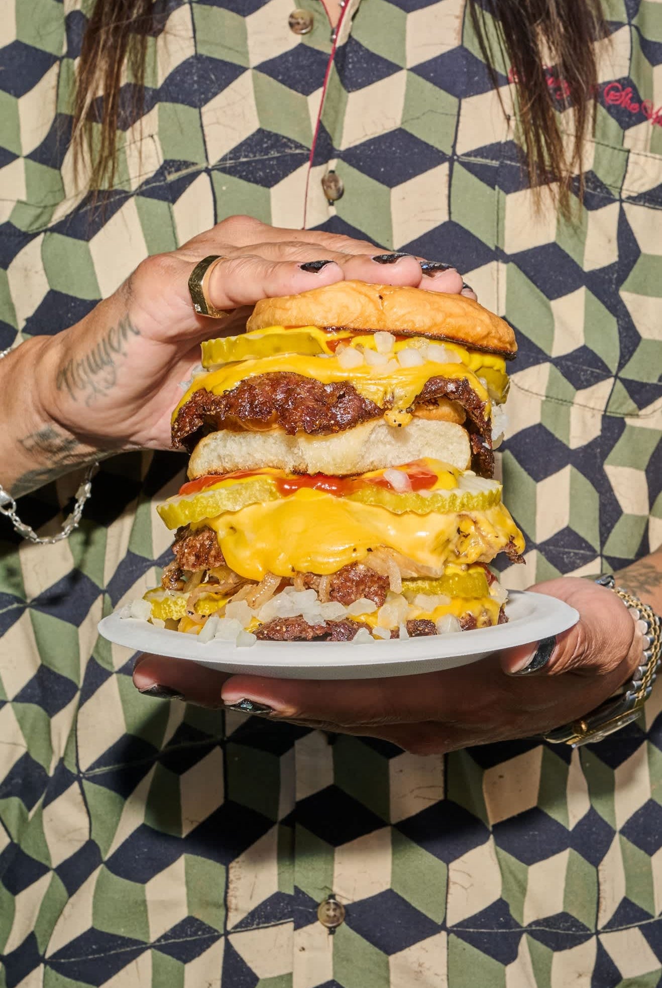 Men's Burger She Wrote Shirt in the color Black/Green Tile - Men's Lifestyle image