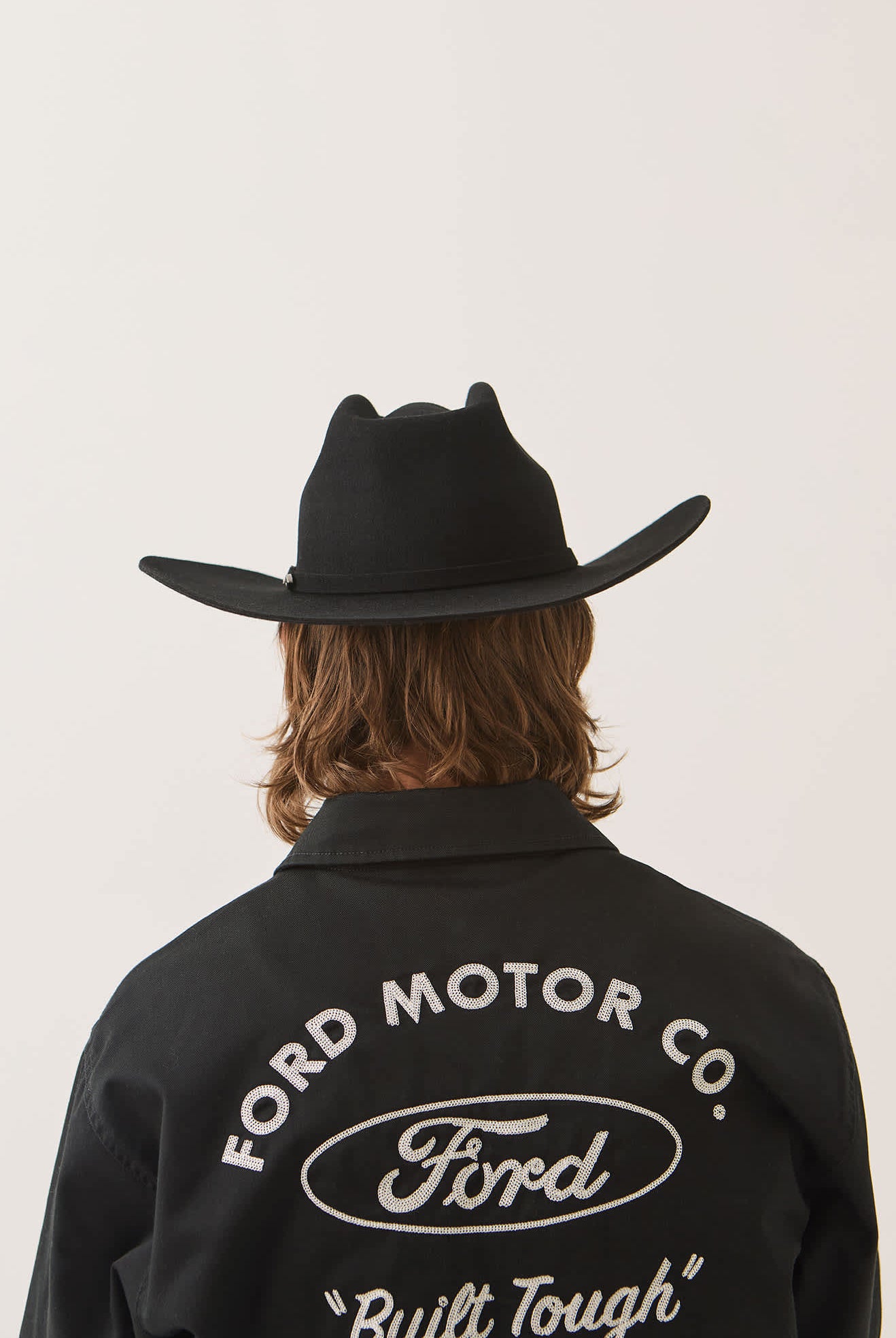 Unisex Prescott Brick Top Cowboy Hat in the color Black - Men's Back View