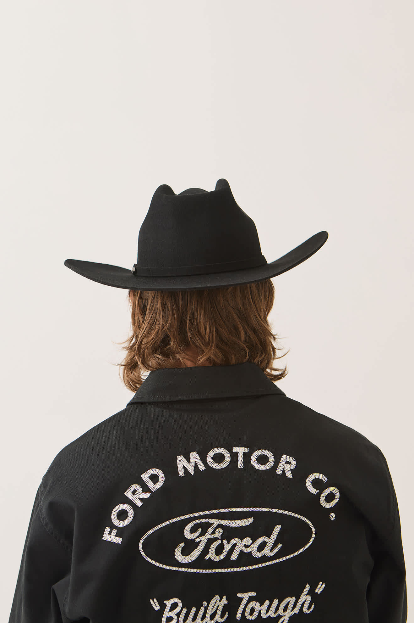 Unisex Prescott Brick Top Cowboy Hat in the color Black - Men's Back View