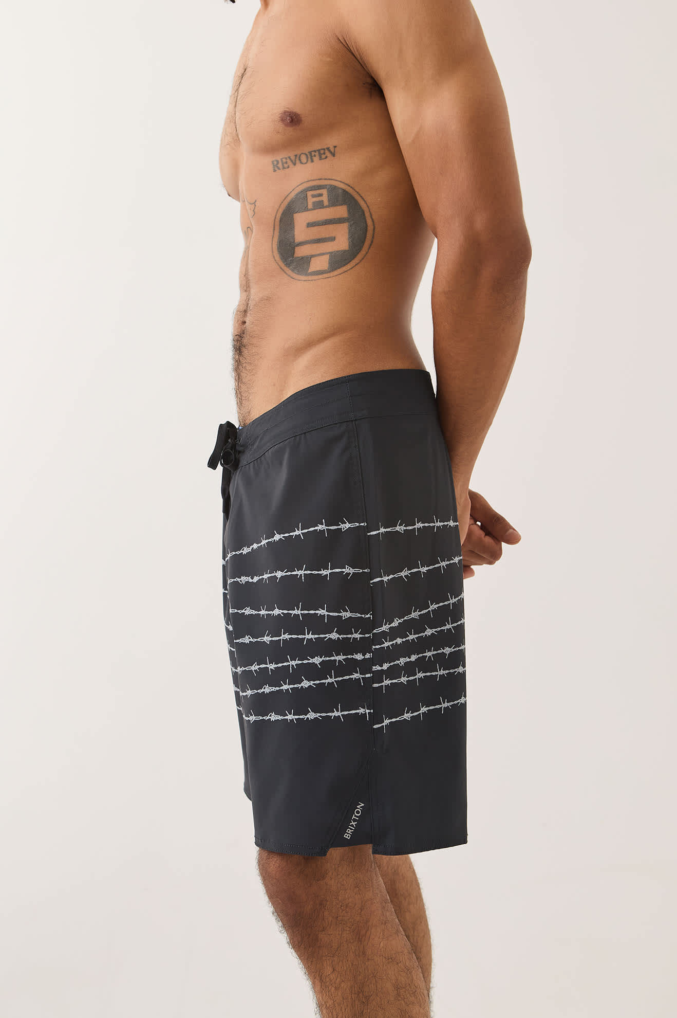 Men's Blitz Boardshort 19" in the color Black/Barb Wire - Men's Side View