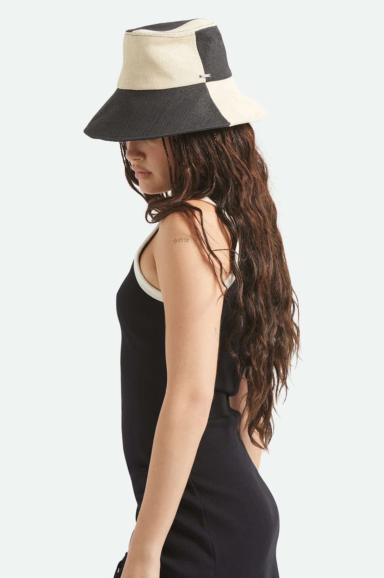 Women's Harmony Packable Bucket Hat in the color Natural/Black - Women's Side View