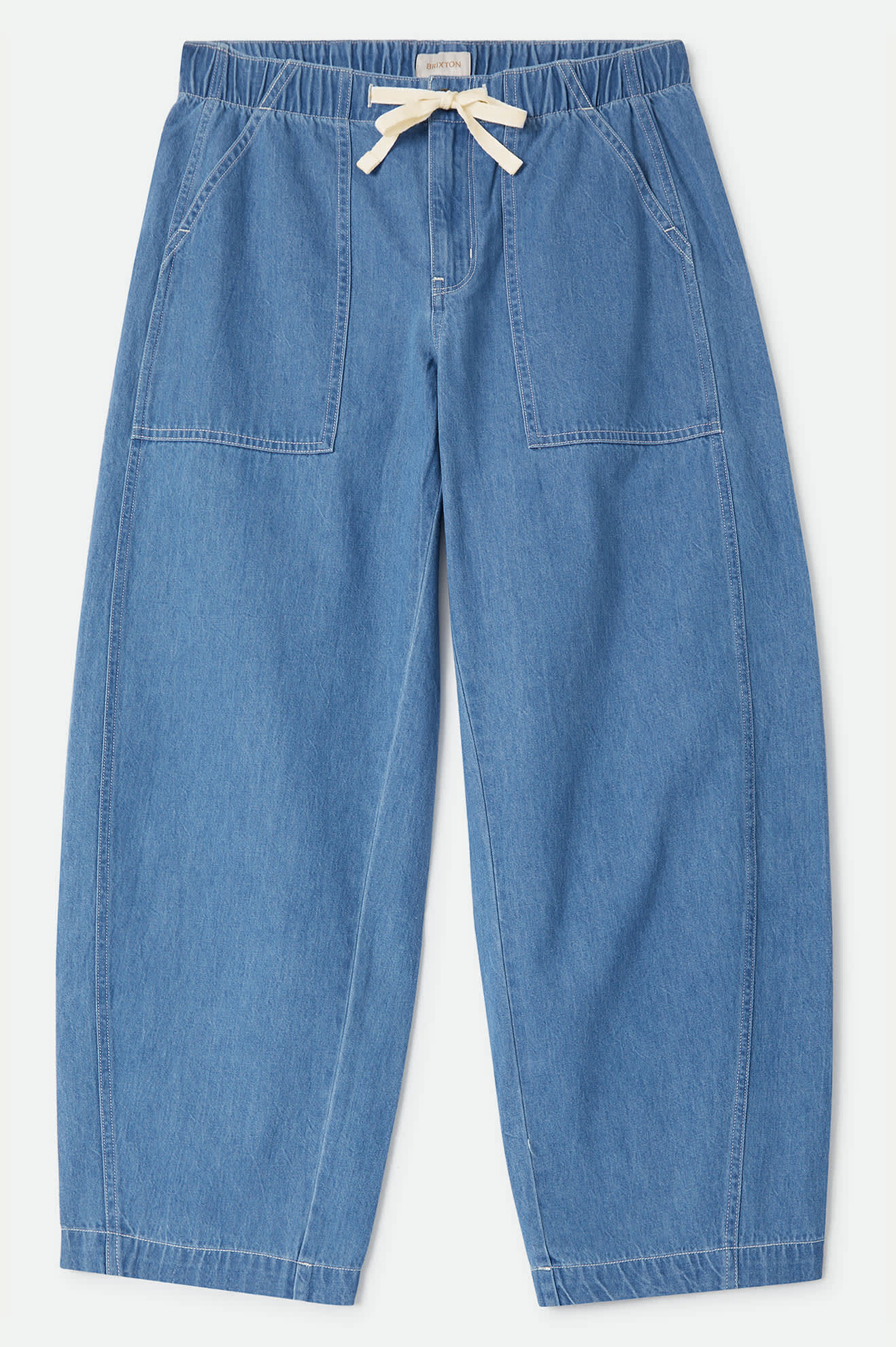 Women's Utility Everyday Barrel Pant in the color Light Stone Wash - Front Product View
