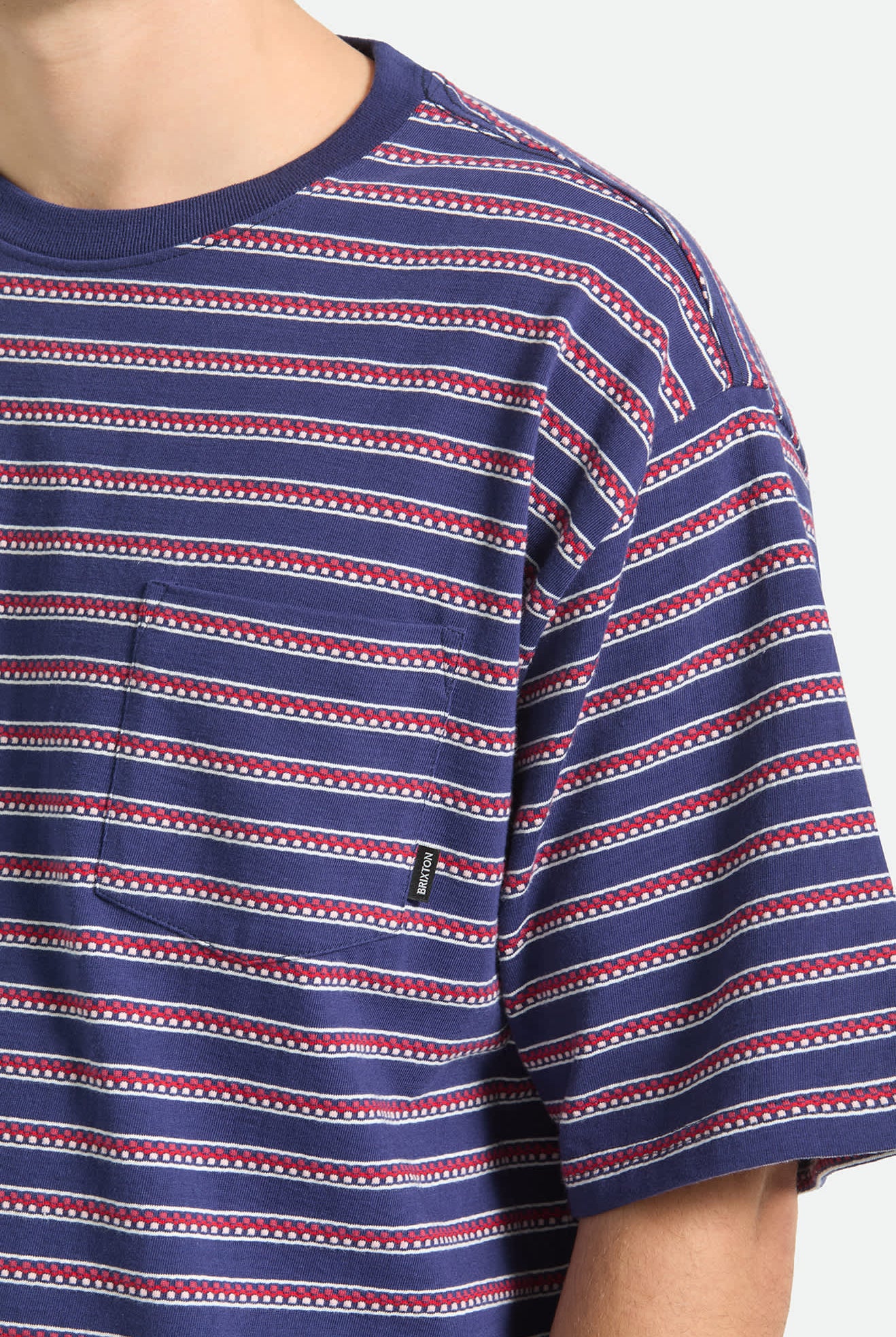 Men's Poolside Pique Box Crop T-Shirt in the color Washed Navy - Additional Fit image