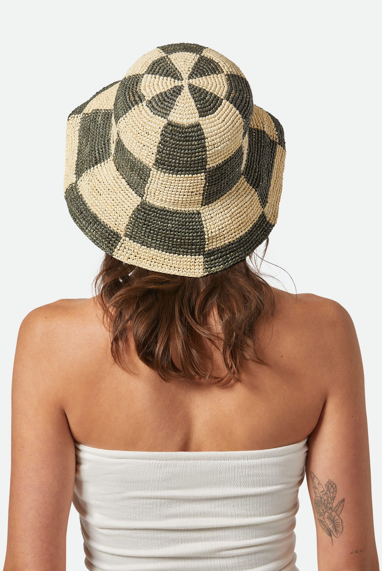 Women's Redding Bucket Hat in the color Whitecap/Deep Forest - Women's Back View