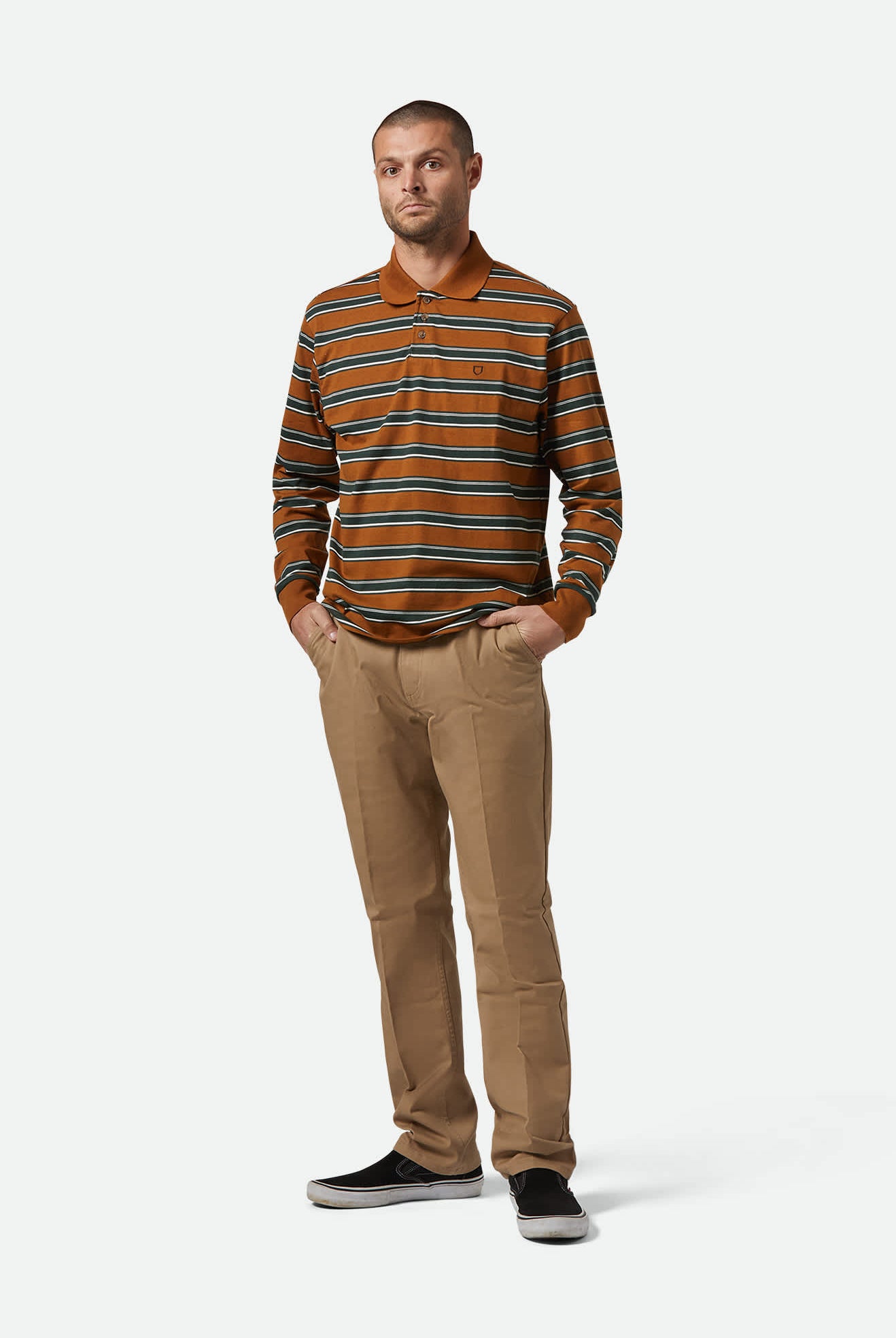 Men's Choice Chino Regular Pant in the color Khaki - Additional Fit View