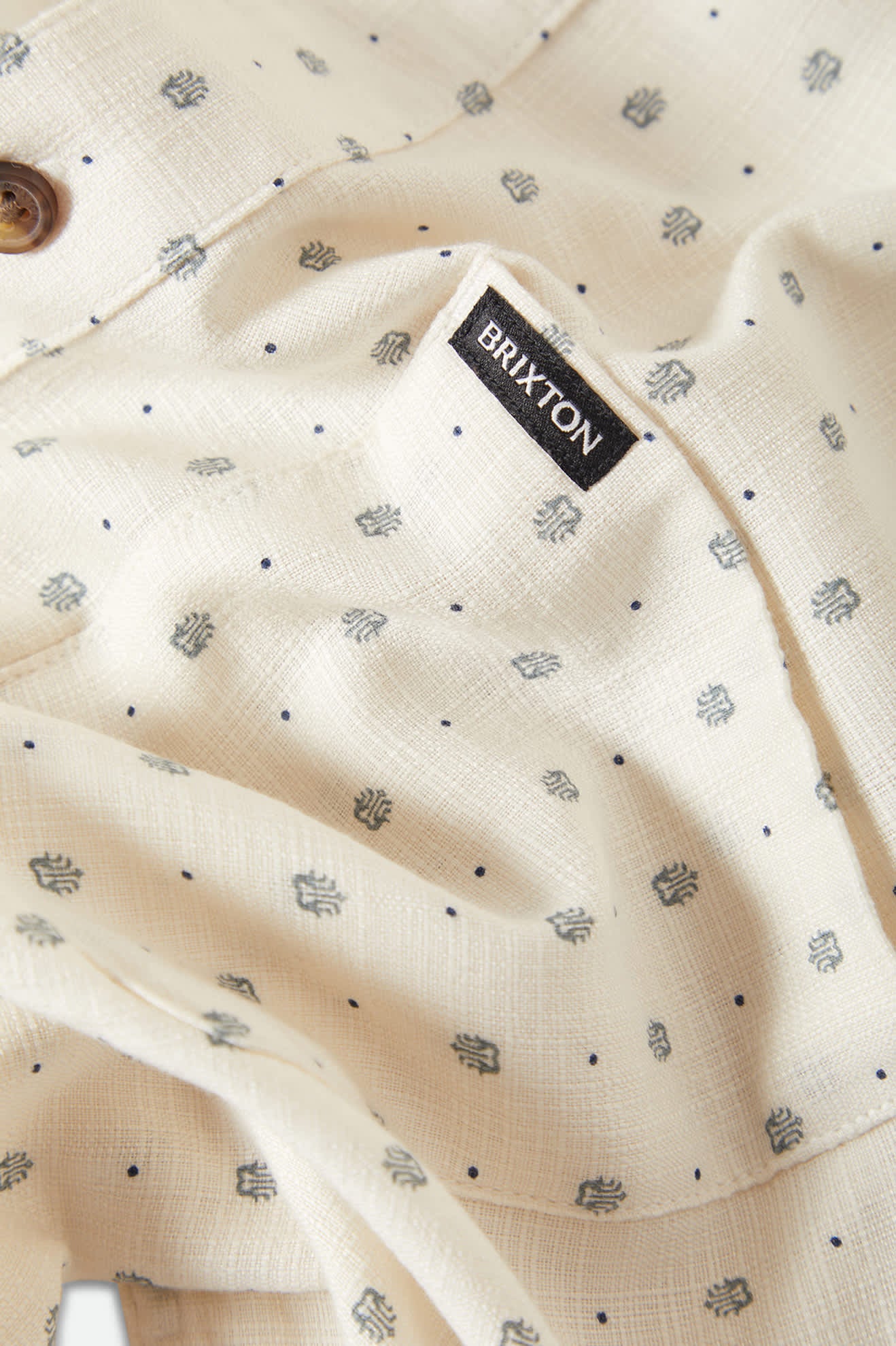 Men's Charter Slub Short Sleeve Shirt in the color Off White Micro Geo - Additional Laydown image