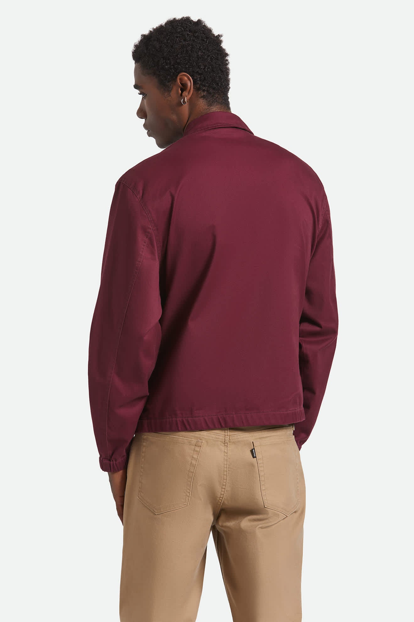 Men's Union Relaxed Harrington Jacket in the color Port - Men's Back View