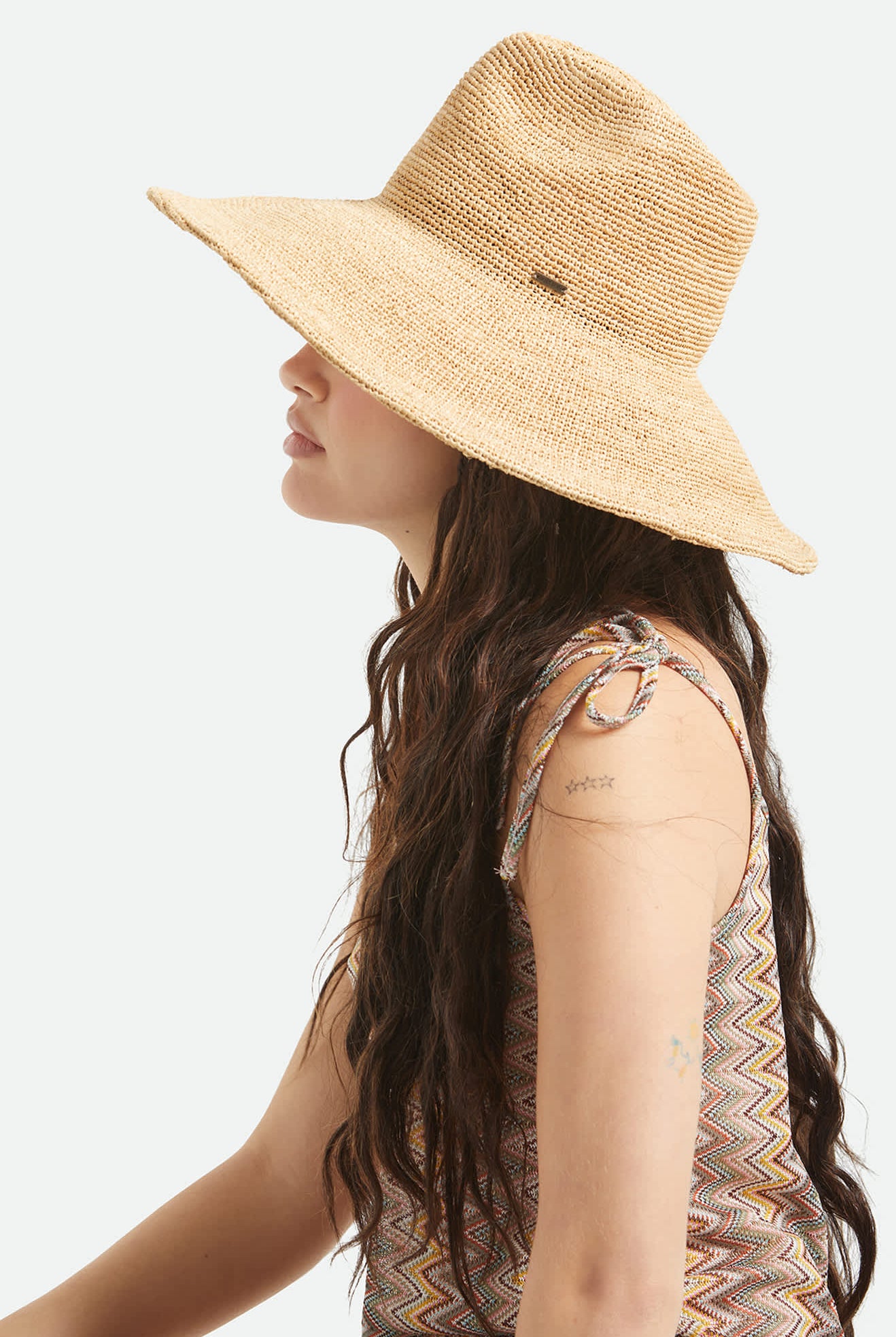 Women's Helena Straw Sun Hat in the color Tan - Women's Side View