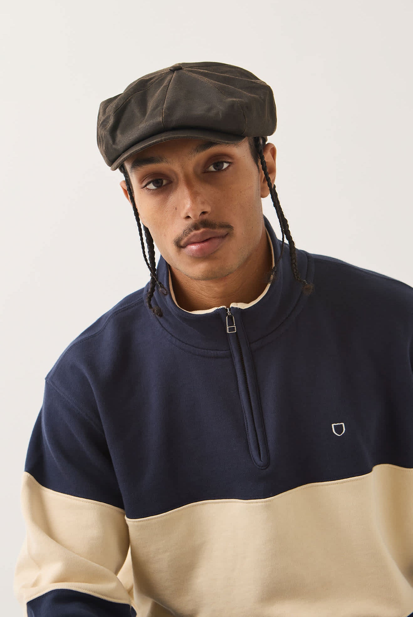 Unisex Brood Baggy Flannel Snap Cap in the color Black Denim/Black - Men's Front View