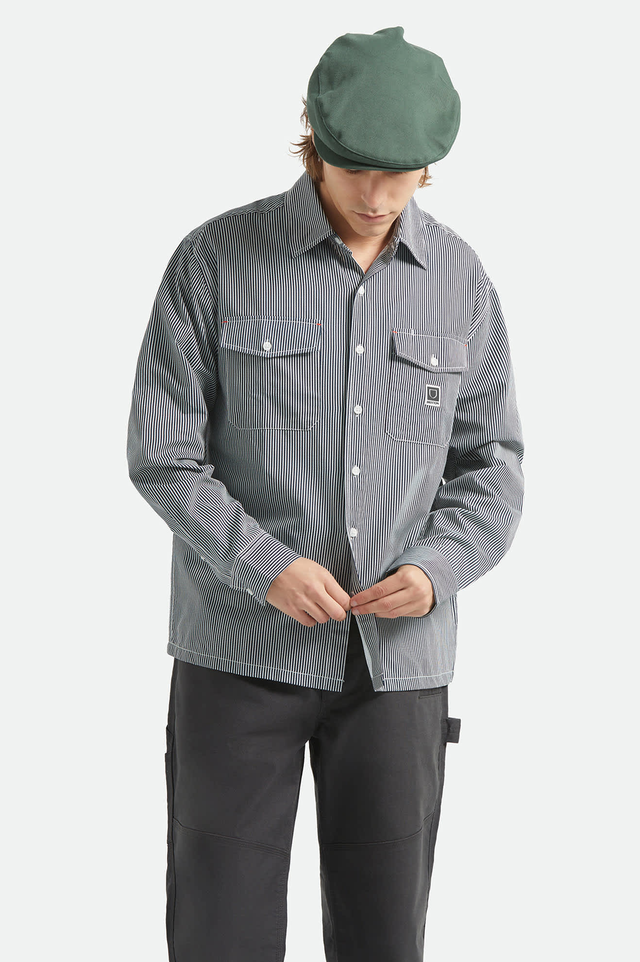 Men's Journey Lightweight Long Sleeve Shirt in the color Navy/White Stripe - Additional Fit image