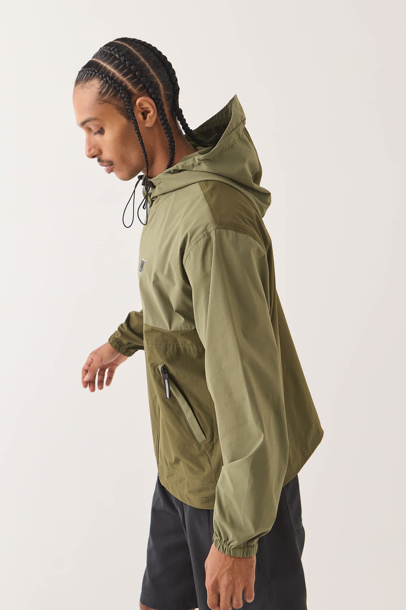 Men's Journey Zip Jacket in the color Dark Olive/Olive Surplus - Men's Side View