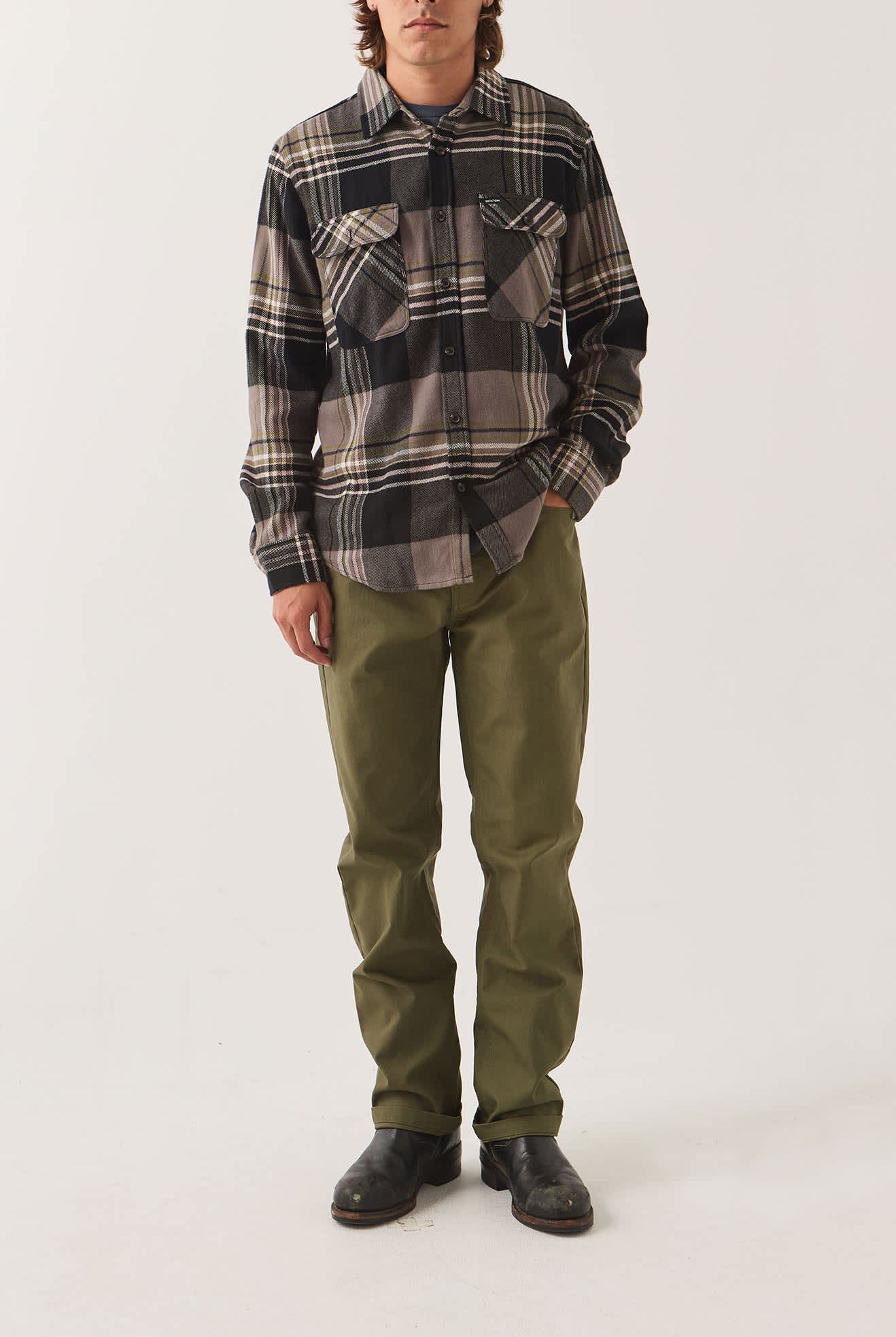 Men's Builders 5-Pocket Pant in the color Dark Olive - Additional Fit image