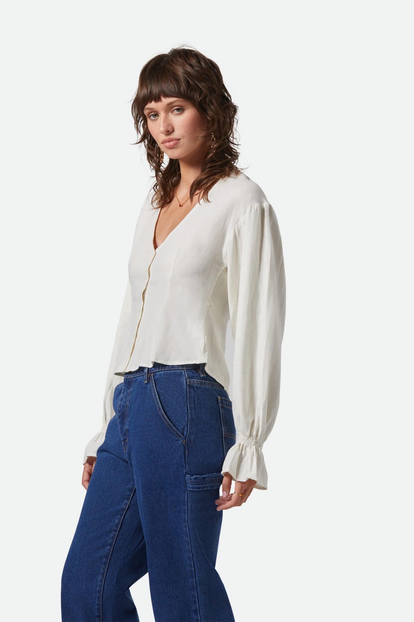 Women's The Meadow Blouse in the color Off White - Women's Side View