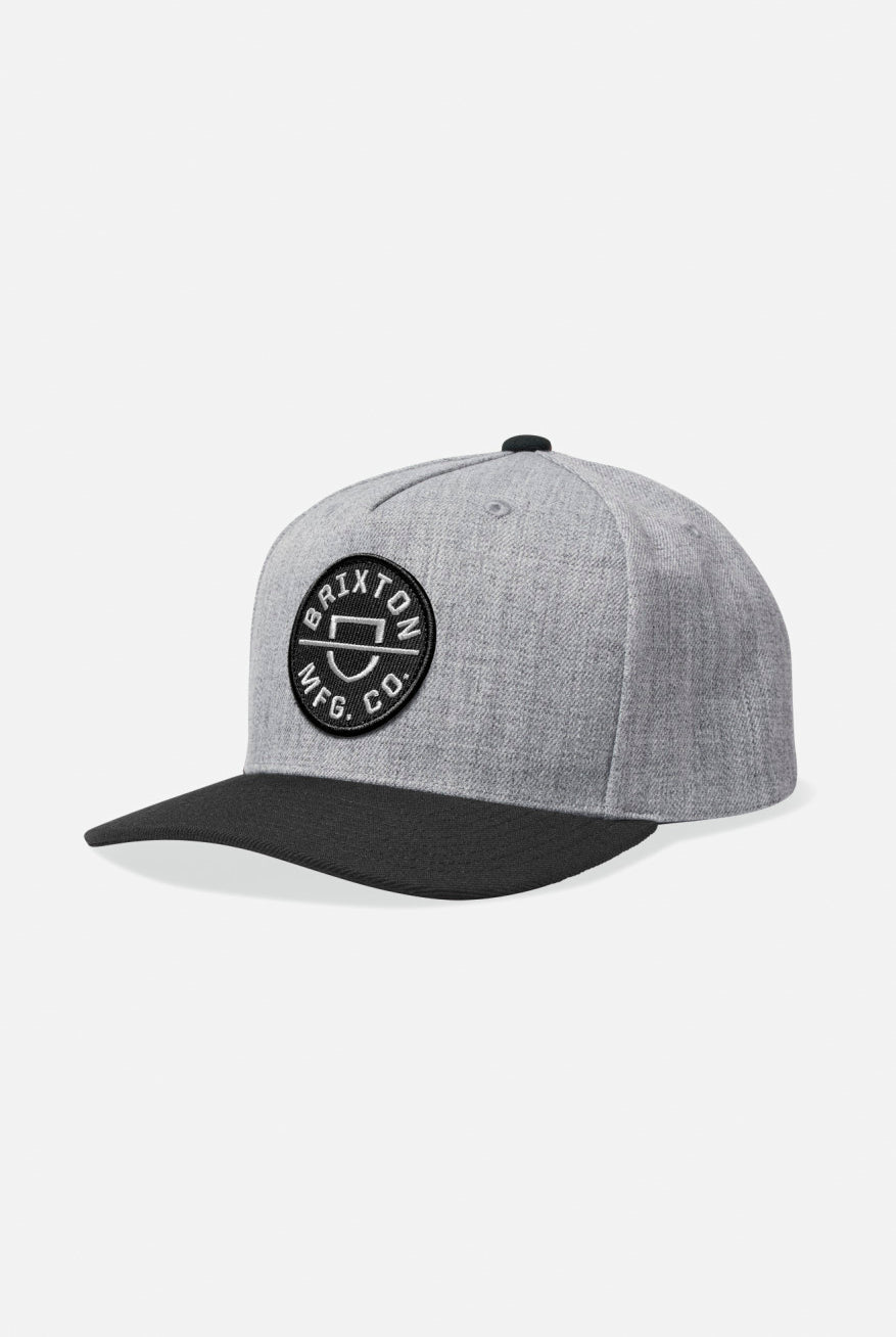 Brixton Unisex Crest Netplus Snapback - Heather Grey/Black | Main