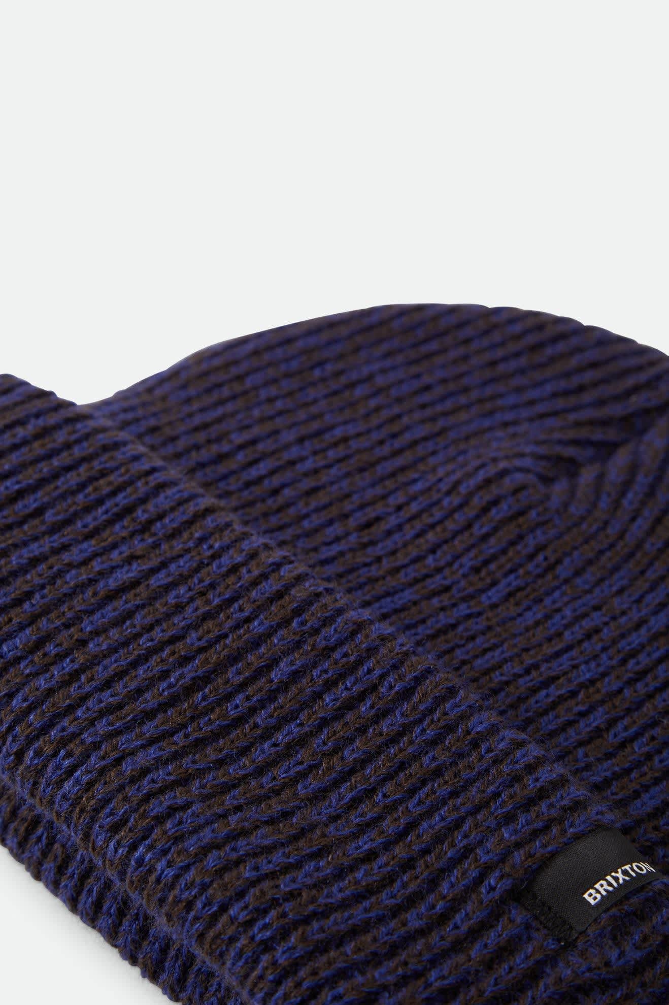 Unisex Chunky Heist Beanie in the color Marled Navy/Caramel - Additional Laydown image