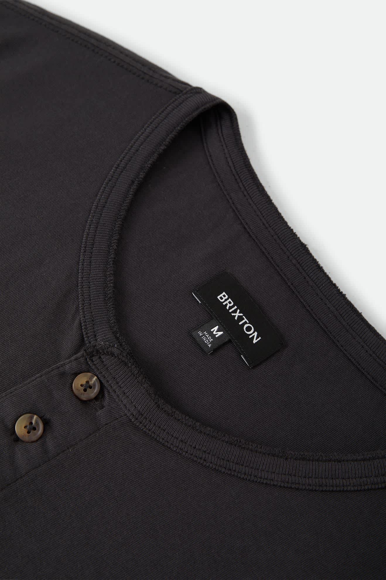 Men's Brixton Baseline Henley T-Shirt in the color Black - Additional Laydown image