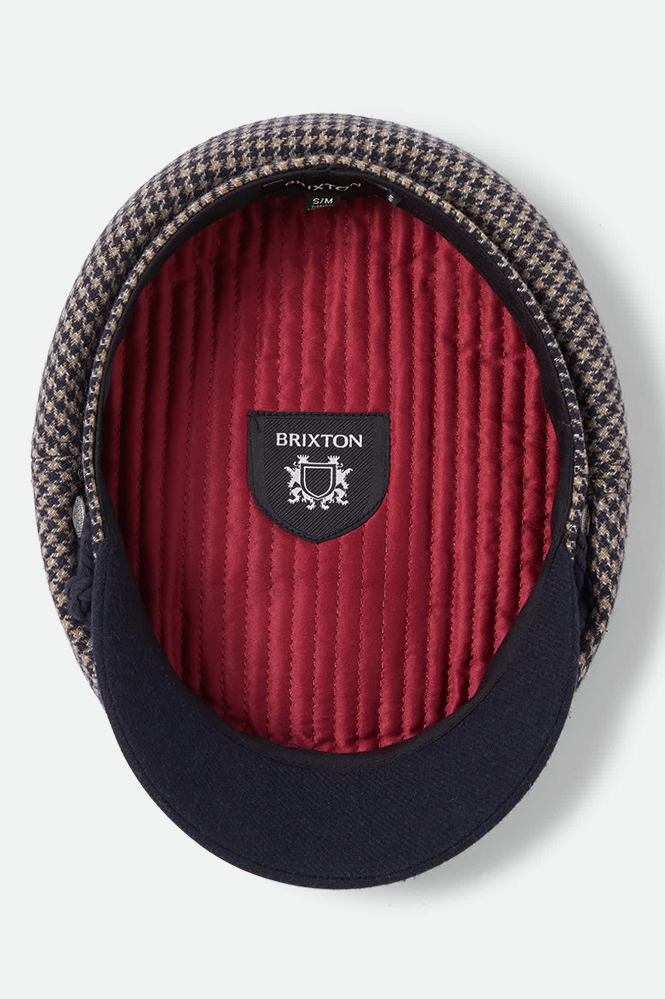 Unisex Fiddler Fisherman Cap in the color Navy/Sand Houndstooth - Additional Laydown image
