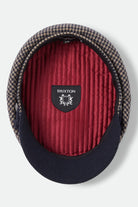 Unisex Fiddler Fisherman Cap in the color Navy/Sand Houndstooth - Additional Laydown image