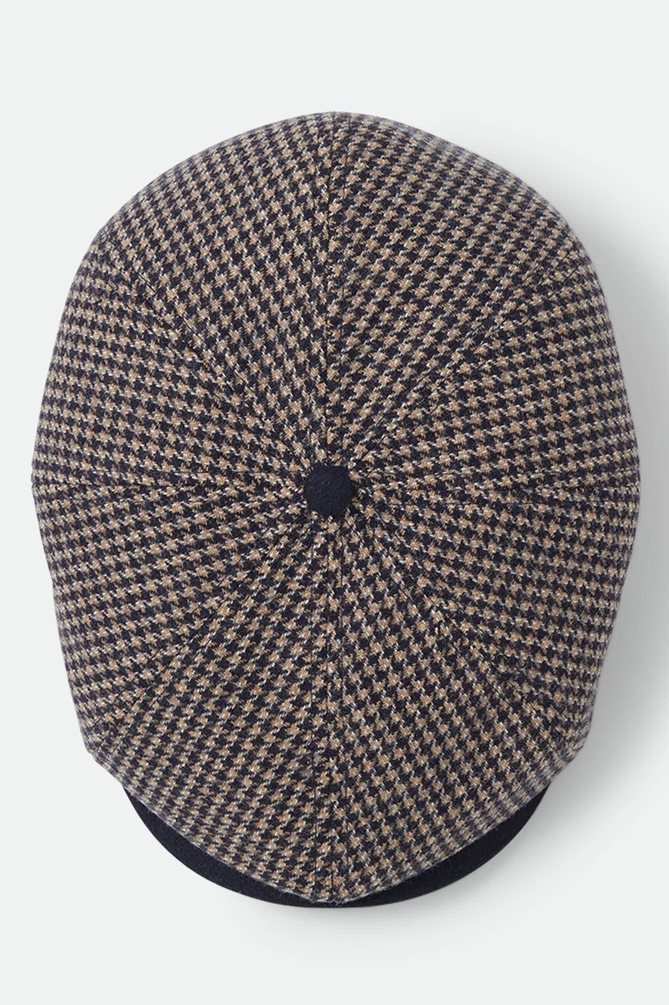 Unisex Brood Newsboy Cap in the color Navy/Sand Houndstooth - Additional Laydown image