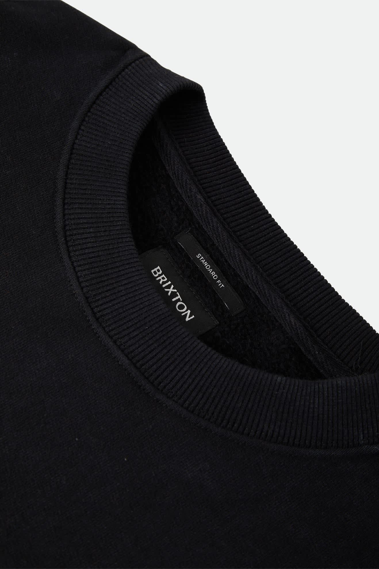 Men's Brixton Baseline Crew Fleece in the color Black - Additional Laydown image