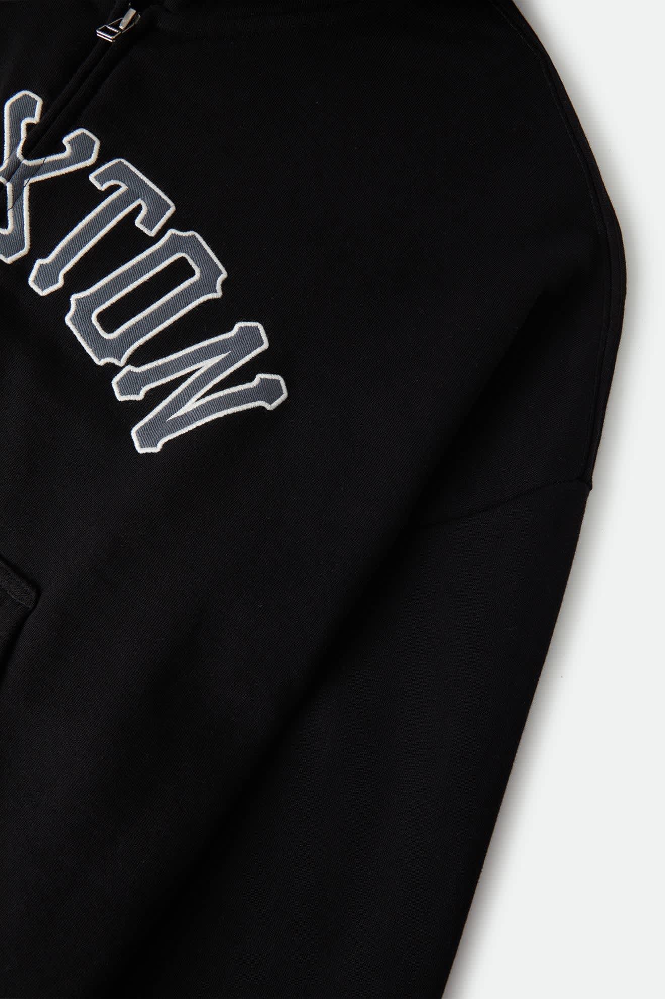 Men's Dugout Zip Hood Fleece in the color Black/Grey - Additional Laydown image