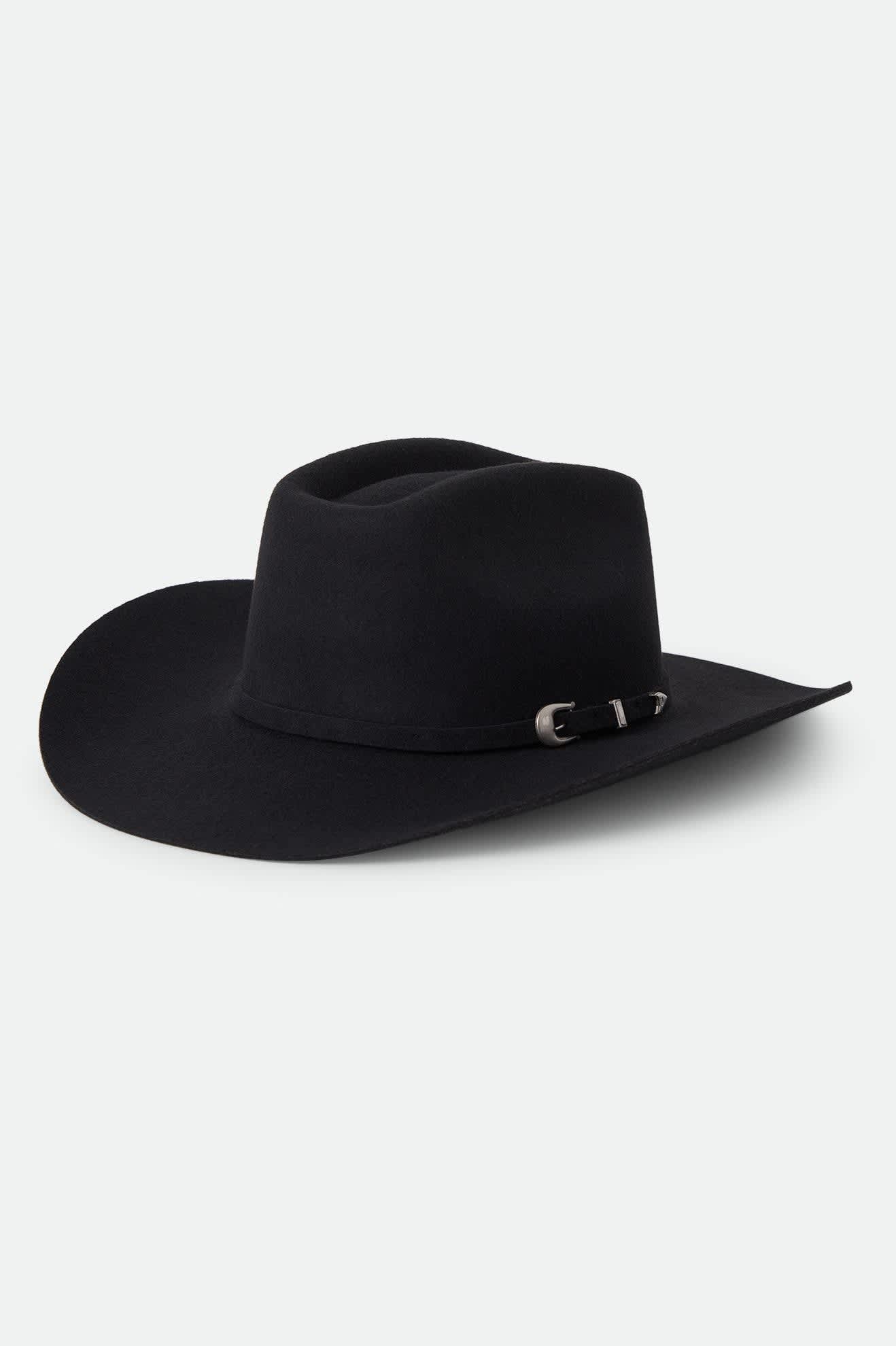 Unisex Prescott Brick Top Cowboy Hat in the color Black - Front Product View