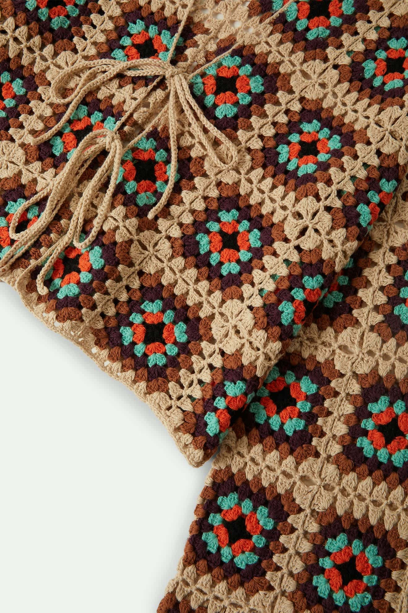 Women's Crochet Knit Kimono in the color Multi Color - Additional Laydown image