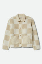 Women's Delilah Sherpa Jacket in the color White/Natural Finish Line Checker - Front Product View