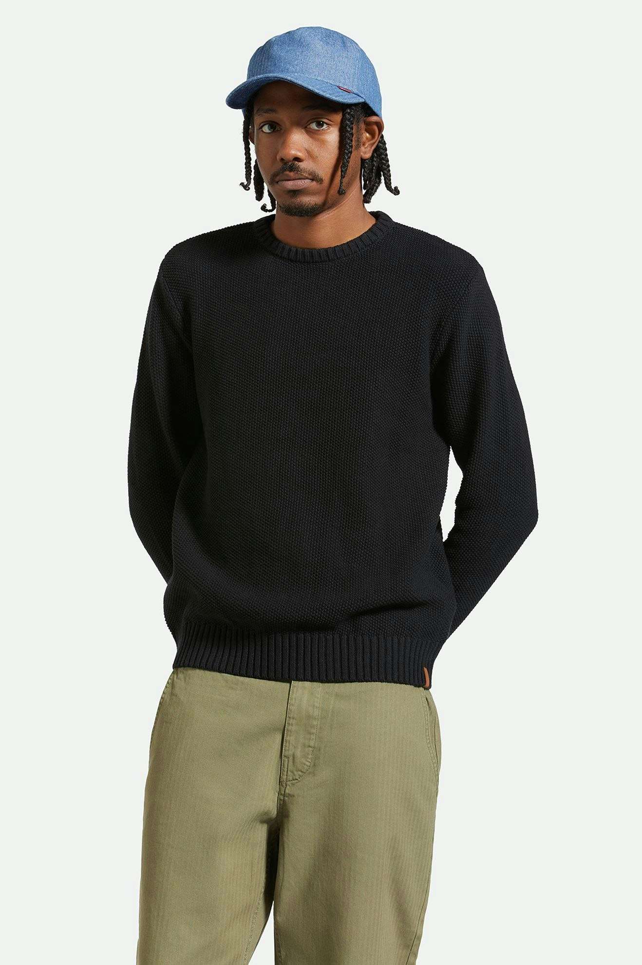 Brixton Jacques Waffle Knit Sweater Black M