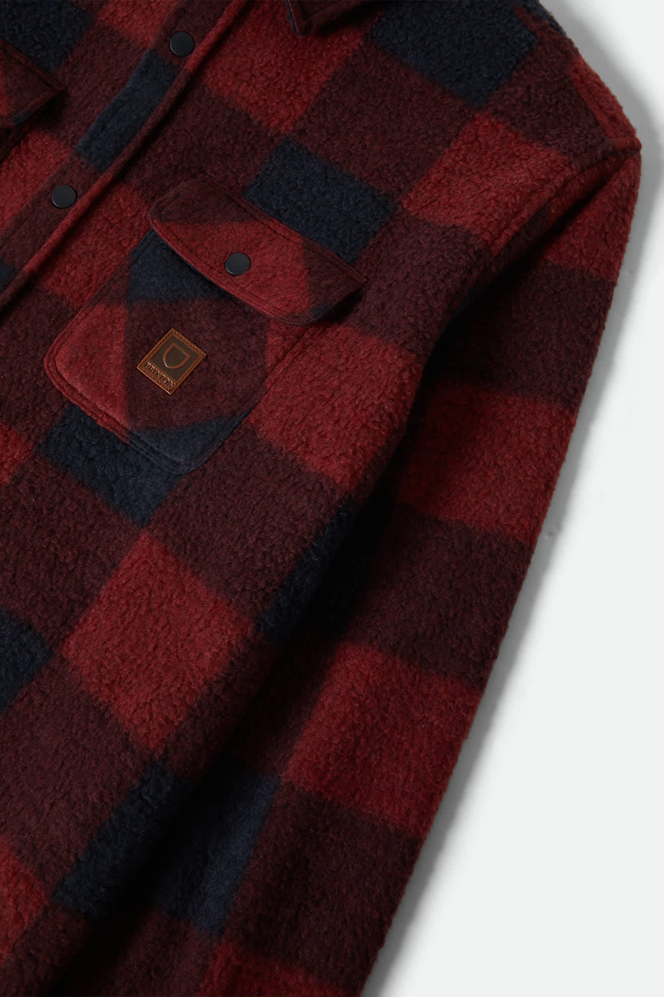 Men's Bowery Arctic Stretch Fleece in the color Adrenaline Rush/Mood Indigo Plaid - Additional Laydown image