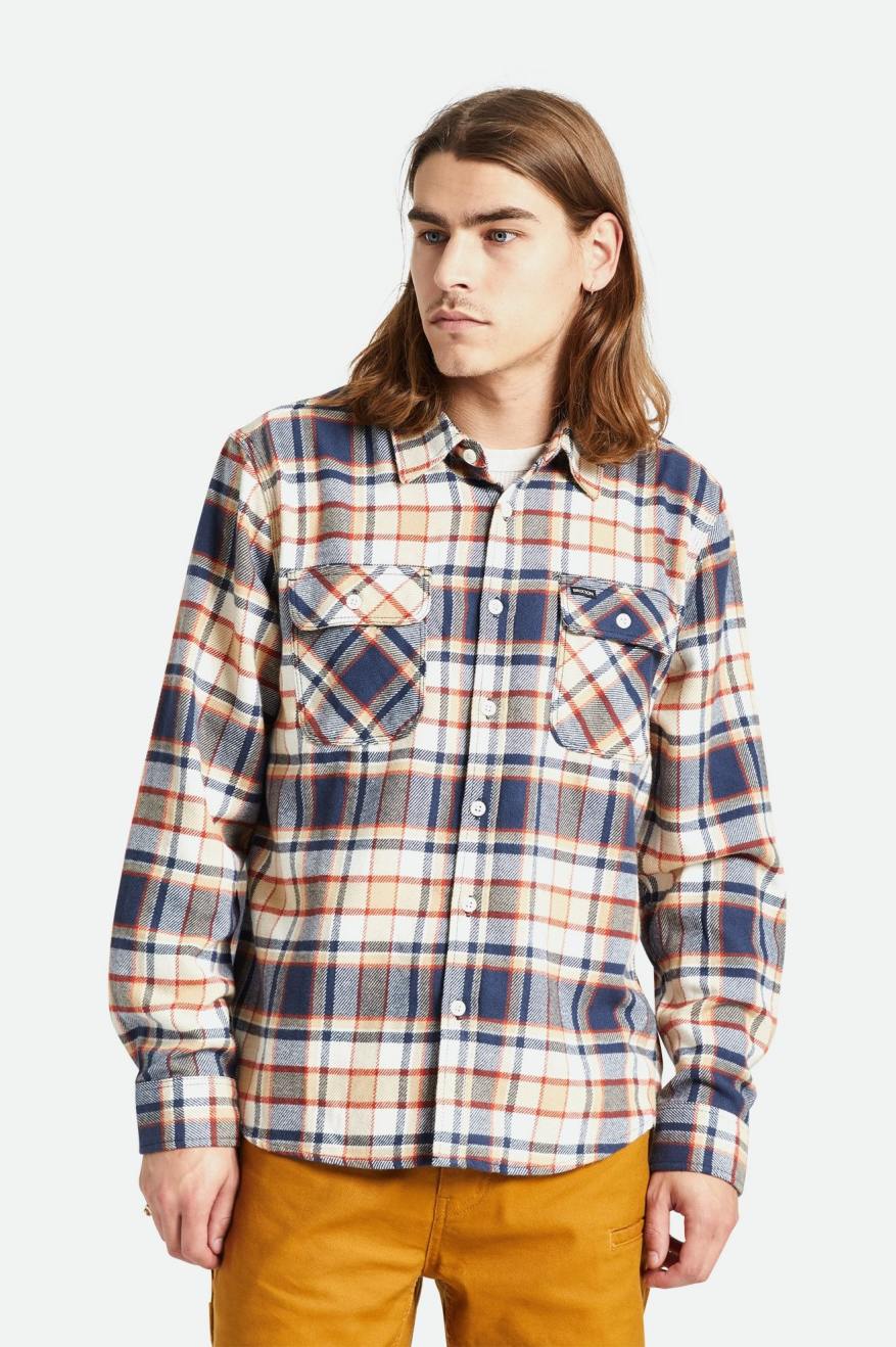 Bowery L/S Flannel - Washed Navy/Barn Red/Off White