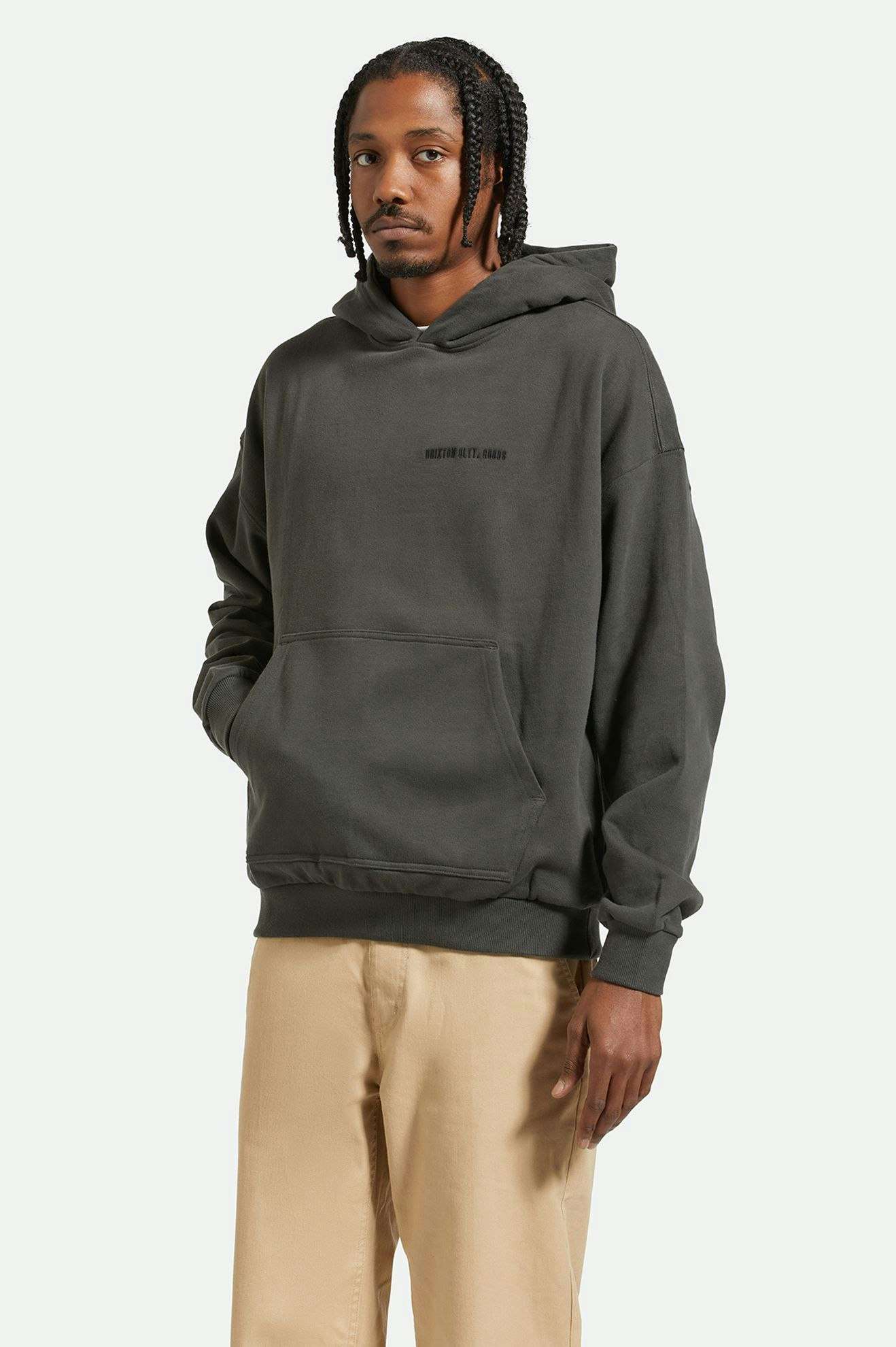 Brixton Embroidered Heavyweight Hoodie Washed Black