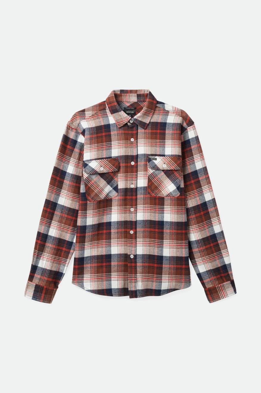 Bowery L/S Flannel - Washed Navy/Sepia/Off White