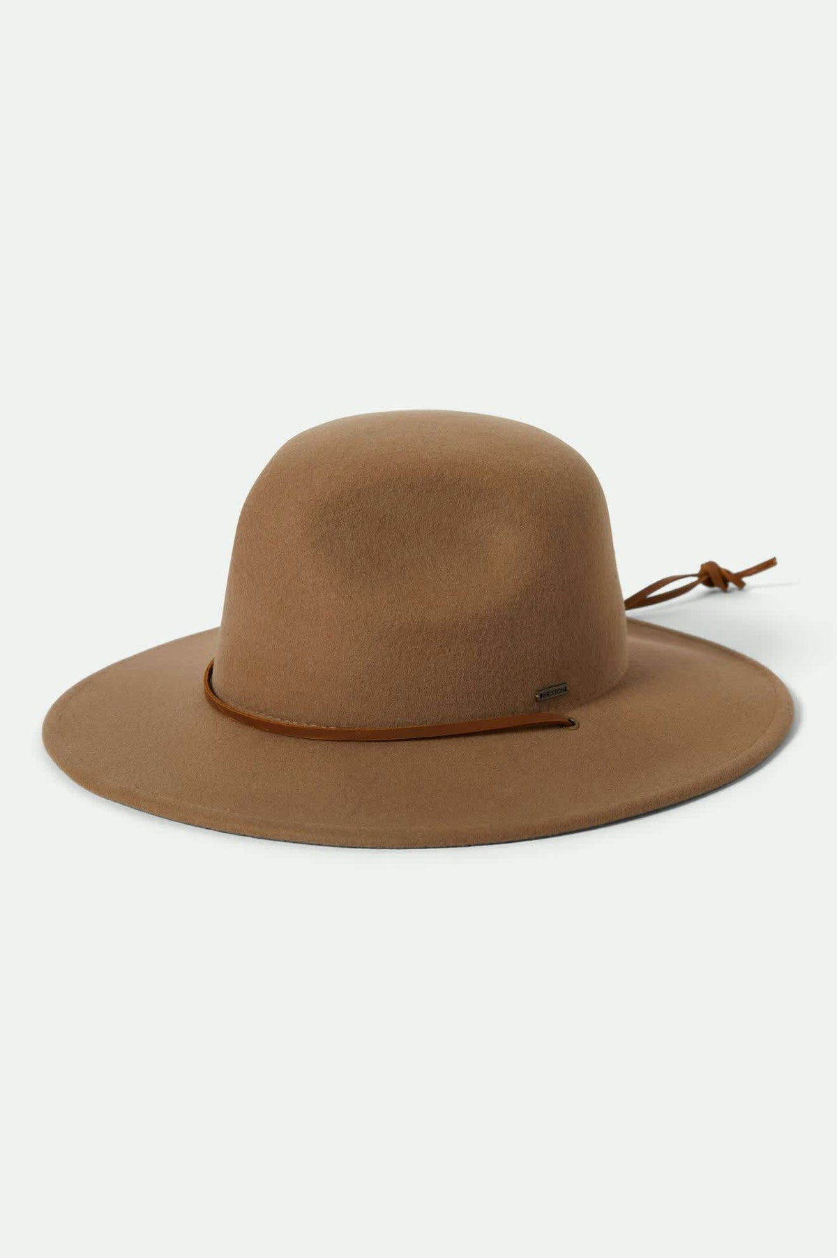 Brixton Light Khaki Wool Felt Hat with Dark Brown Band Unisex Wesley Fedora in Light Tan – Brixton main image 3