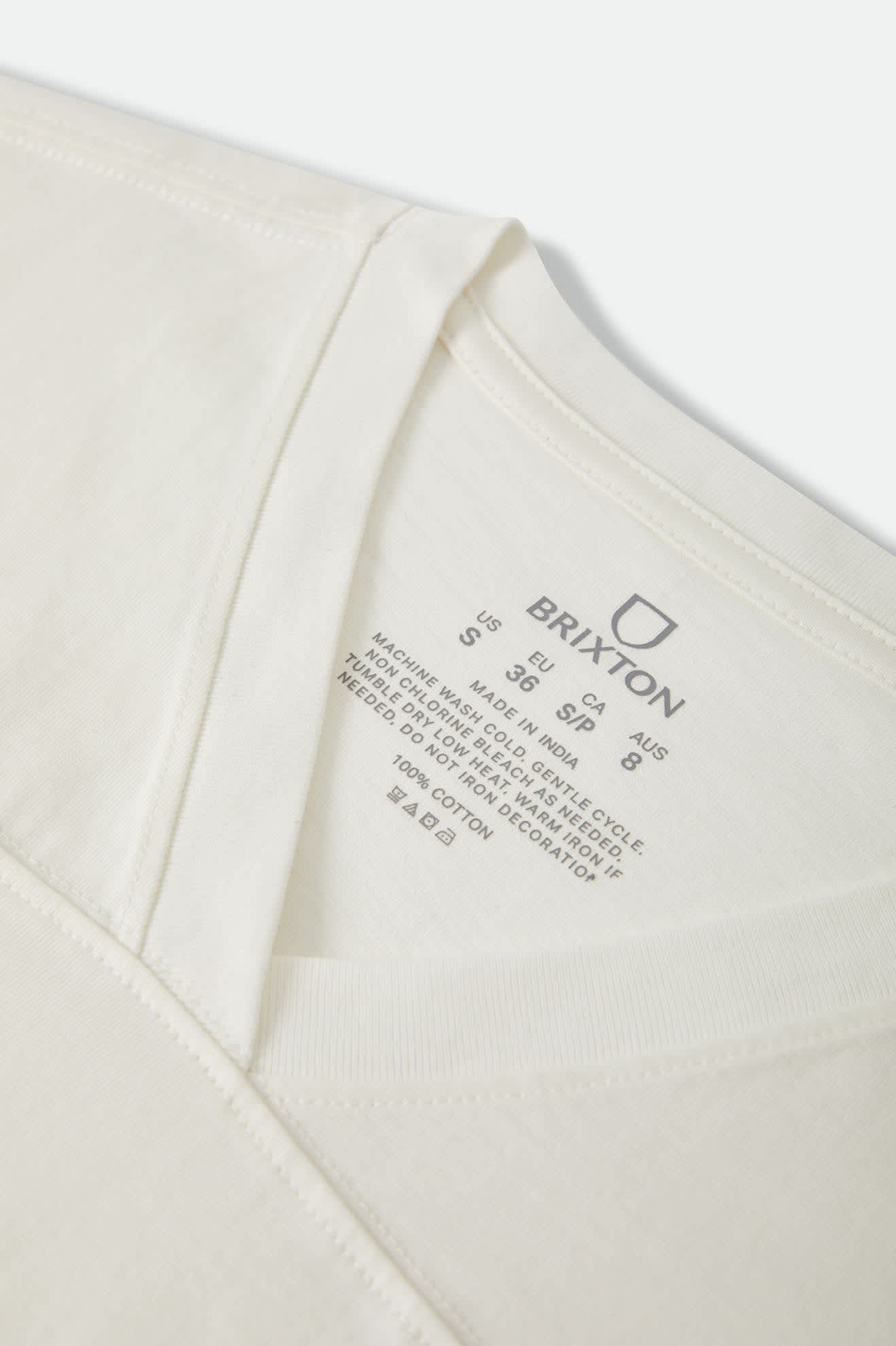 Women's Brixton Boxy Cropped Football T-Shirt in the color Off White - Additional Laydown image