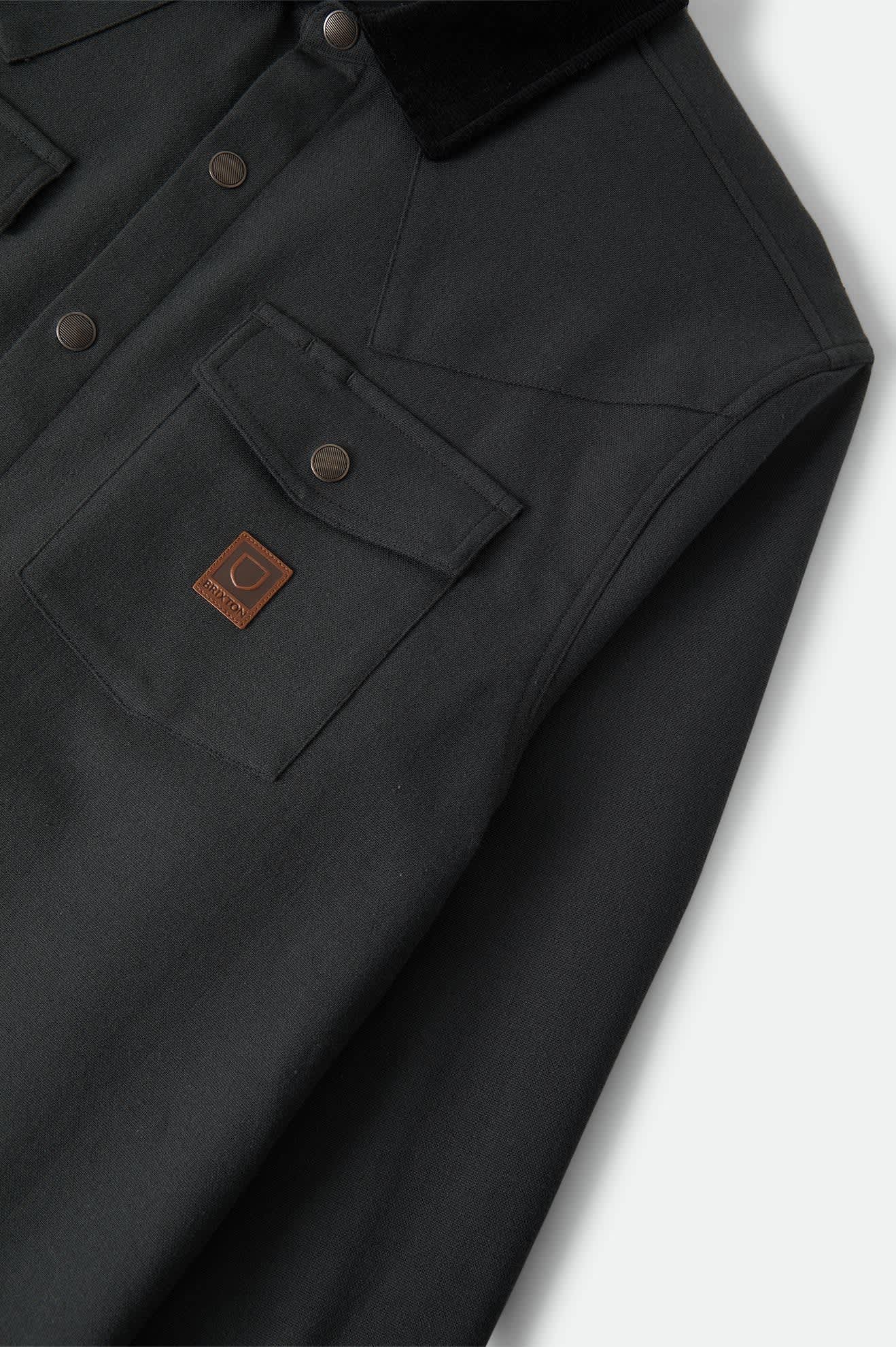 Men's Bowery Builders Ranch Performance Flannel in the color Black - Additional Laydown image