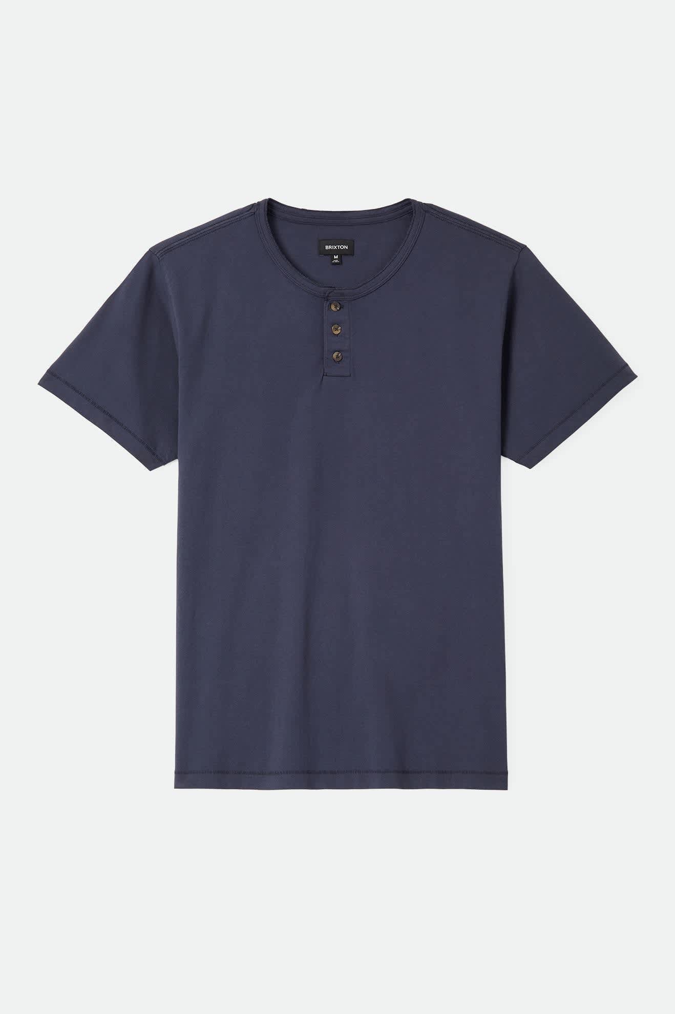 Men's Brixton Baseline Henley T-Shirt in the color Washed Navy Vintage Wash - Front Product View