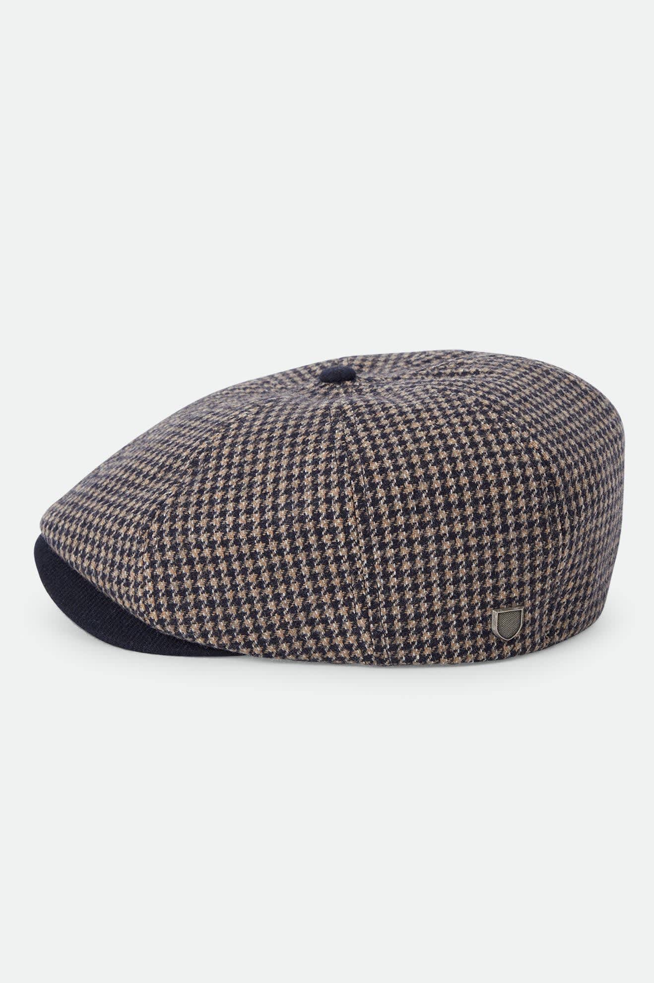 Unisex Brood Newsboy Cap in the color Navy/Sand Houndstooth - Additional Laydown image