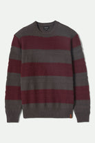 Men's Midnight Crew Sweater in the color Black/Port Stripe - Front Product View