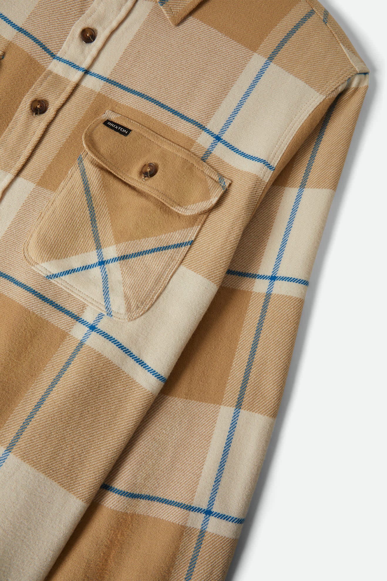 Men's Bowery Flannel in the color Whitecap/Sand/Cyber Blue - Additional Laydown image