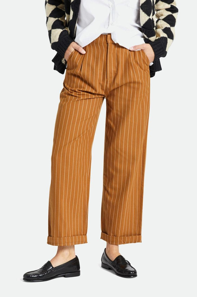 Brixton Victory Trouser Pant - Washed Copper Pinstripe
