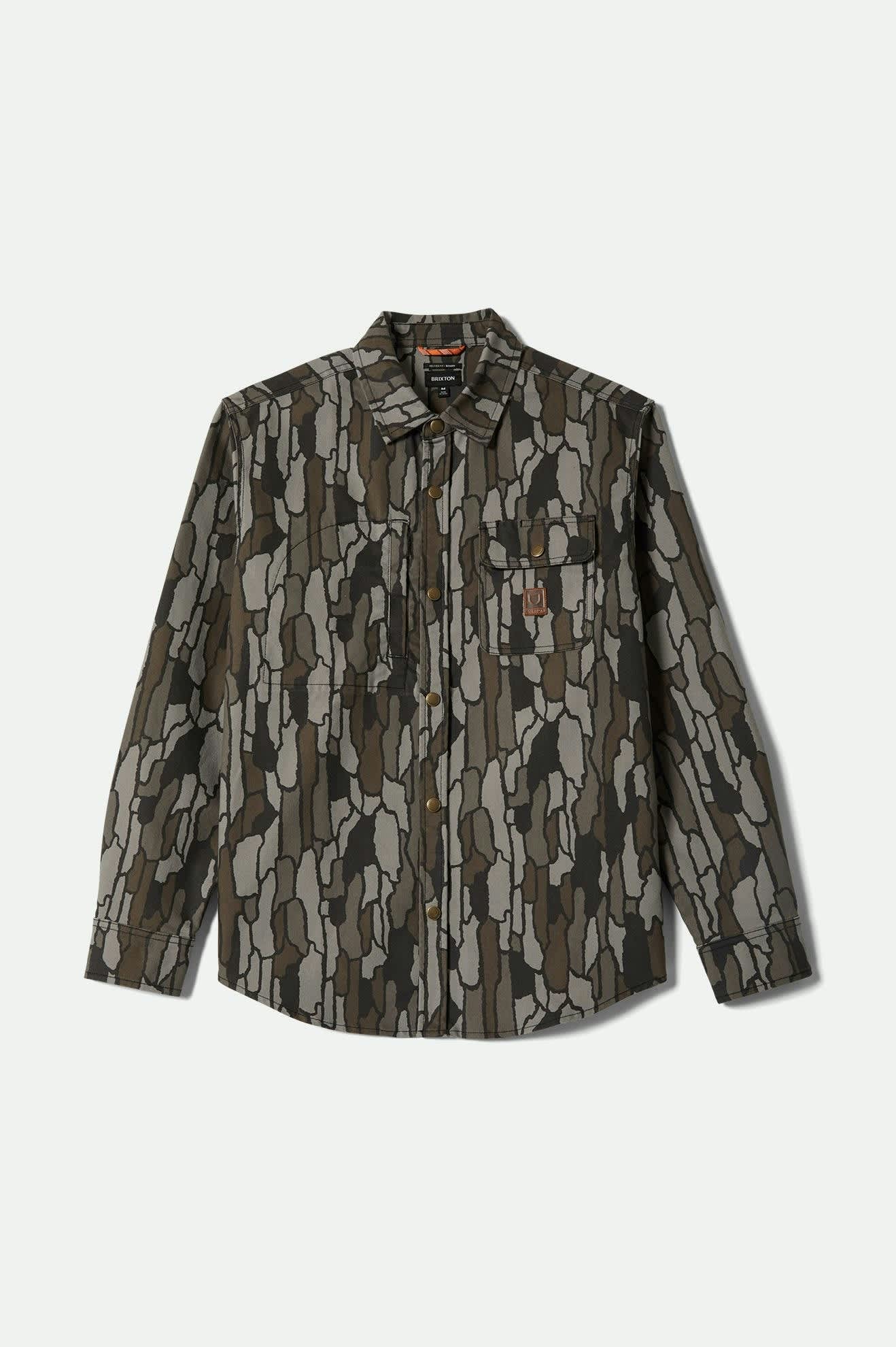 Men's Builders Stretch L/S Overshirt in the color Bark Camo - Front Product View