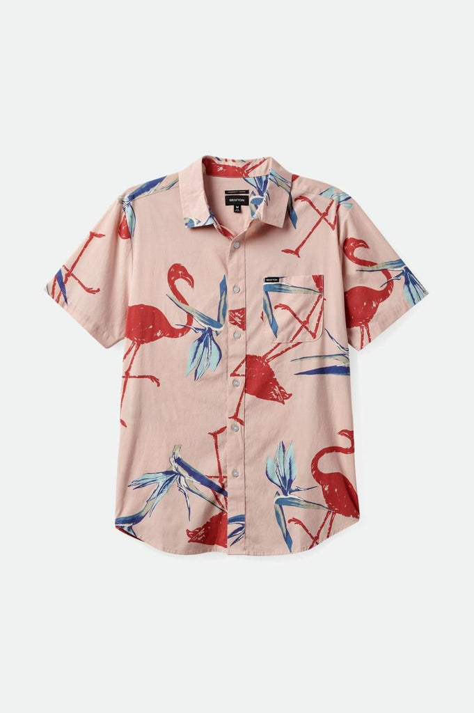 Brixton Charter Print S/S Woven Shirt - Coral Pink/Dusty Cedar/Canal Blue