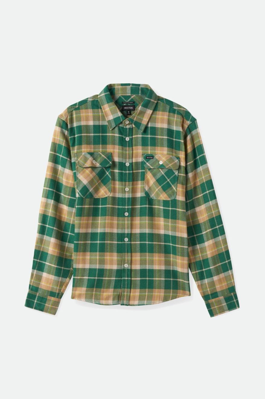 Bowery L/S Flannel - Washed Pine Needle/Washed Golden Brown/Off White