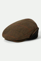 Unisex Hooligan Fleece Lined Earflap Snap Cap in the color Bronze/Black/Red - Front Product View